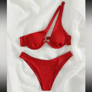 Red One Shoulder Bikini